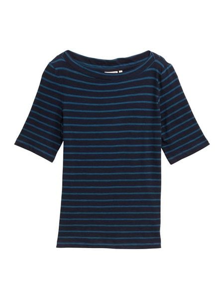 Tom Tailor Koszulka w kolorze granatowo-błękitnym rozmiar: S. Niebieskie bluzki damskie Tom Tailor, s, bez wzorów, z bawełny, bez kołnierzyka. Za 39.31 zł.