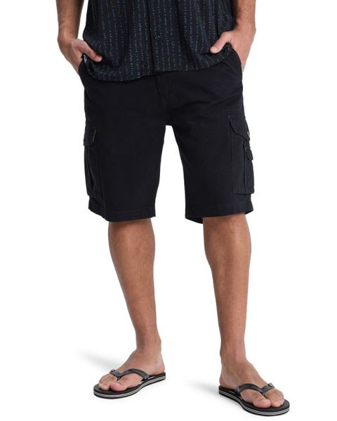 Dla Mężczyzn CRUCIAL BATTLE CARGO Czarny. Czarne szorty męskie Quiksilver, bez wzorów, z bawełny. Za 130.00 zł.