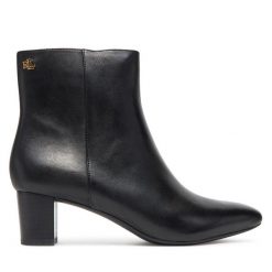 Botki LAUREN RALPH LAUREN. Czarne botki damskie Lauren Ralph Lauren, bez obcasa, na słupku, bez zapięcia. Za 759.99 zł.