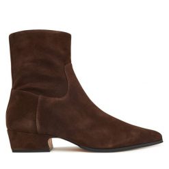 Botki Nokwol. Brązowe botki damskie Nokwol, bez obcasa, na płaskiej podeszwie, bez zapięcia. Za 659.99 zł.