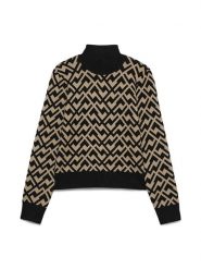 Vero Moda Sweter w kolorze beżowo-czarnym rozmiar: XL. Brązowe golfy damskie Vero Moda, s, z wiskozy, bez kołnierzyka. Za 91.77 zł.