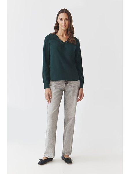 TATUUM Bluzka w kolorze ciemnozielonym rozmiar: 42. Zielone bluzki damskie Tatuum, bez wzorów, z lyocellu, bez kołnierzyka, bez ramiączek. Za 152.26 zł.