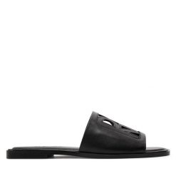Klapki DKNY. Czarne klapki damskie DKNY, bez wzorów, bez obcasa. Za 419.99 zł.
