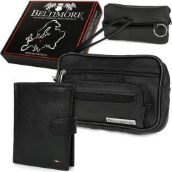 Zestaw męski skórzany czarny Beltimore portfel saszetka etui P68. Czarne portfele męskie ze skóry. Za 164.99 zł.