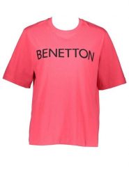 Benetton Koszulka w kolorze różowym rozmiar: L. Różowe bluzki damskie Benetton, l, bez wzorów, z bawełny, bez kołnierzyka. Za 41.49 zł.