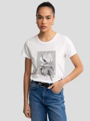 Koszulka damska z nadrukiem biała Rrosada 100. Białe t-shirty damskie Big Star, l, bez wzorów, z bawełny, bez kołnierzyka. W wyprzedaży za 59.99 zł.