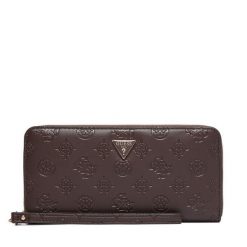 Portfel Guess. Brązowe portfele damskie Guess, z aplikacjami. Za 294.99 zł.