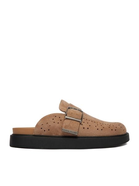 Guess Jeans Klapki EO-HY2T709-3 Beżowy. Brązowe klapki damskie Guess Jeans, z aplikacjami, z jeansu, bez obcasa. Za 279.99 zł.