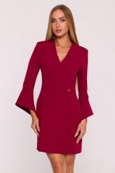 Elegancka sukienka trapezowa mini bordowa. Czerwone sukienki damskie MOE, do pracy, l, bez wzorów, z tkaniny, biznesowe, bez kołnierzyka, bez ramiączek, mini, dopasowane. Za 379.00 zł.