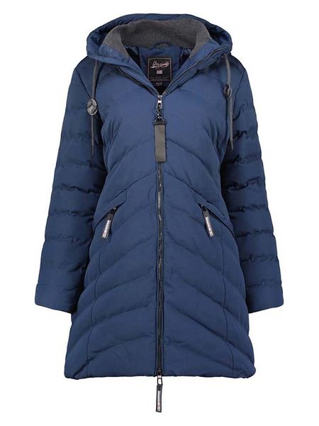Geographical Norway Płaszcz pikowany "Clarisal" w kolorze granatowym rozmiar: L. Niebieskie płaszcze damskie Geographical Norway, l, z aplikacjami. Za 266.66 zł.
