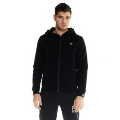 Bluza z kaptur na outdoor na co dzień. Czarne bluzy sportowe męskie LEONE 1947 APPAREL, bez wzorów, z bawełny, sportowe, bez kołnierzyka, bez ramiączek. Za 168.36 zł.