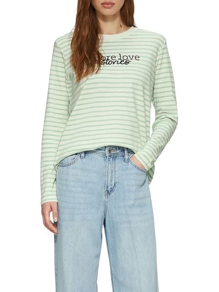 S.OLIVER RED LABEL Koszulka w kolorze zielono-białym rozmiar: 44. Białe bluzki damskie s.Oliver RED LABEL, s, bez wzorów, z bawełny, bez kołnierzyka, bez ramiączek. Za 52.42 zł.