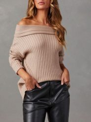 Milan Kiss Sweter w kolorze beżowym rozmiar: M. Brązowe swetry klasyczne damskie Milan Kiss, m, prążkowane, bez kołnierzyka. Za 130.99 zł.