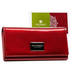Portfel damski Peterson PTN PH27-1-SH czerwony. Czerwone portfele damskie Peterson, bez wzorów, ze skóry. Za 159.99 zł.