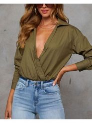 Milan Kiss Bluzka w kolorze khaki rozmiar: M. Brązowe bluzki damskie Milan Kiss, m, bez wzorów, bez kołnierzyka, bez ramiączek. Za 126.99 zł.