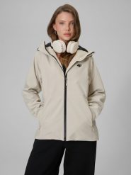 4F Kurtka przejściowa membrana 5000 damska - beżowa L. Brązowe kurtki damskie 4f, l, bez wzorów, bez kaptura. Za 299.99 zł.