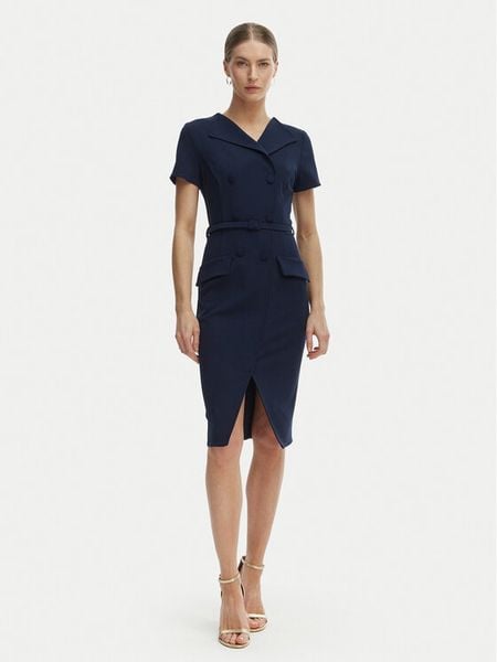 Rinascimento Sukienka koktajlowa CFC0127893003 Granatowy Slim Fit. Niebieskie sukienki damskie RINASCIMENTO, l, bez wzorów, z syntetyku, wizytowe, bez kołnierzyka, bez ramiączek. Za 699.99 zł.