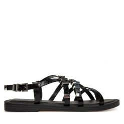 Sandały MICHAEL Michael Kors. Czarne sandały damskie MICHAEL Michael Kors, bez wzorów, bez obcasa, na płaskiej podeszwie. Za 399.99 zł.