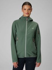 4F Kurtka softshell wiatroodporna damska - turkusowa L. Niebieskie kurtki damskie 4f, l, bez wzorów, z materiału, bez kaptura. Za 299.99 zł.