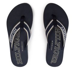 Japonki Tommy Hilfiger. Niebieskie klapki damskie Tommy Hilfiger, bez wzorów, bez obcasa. Za 99.99 zł.