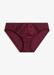 Figi z delikatną koronką. Fioletowe figi damskie bonprix, bez wzorów, z koronki. Za 32.99 zł.