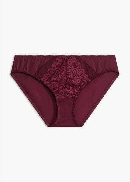 Figi z delikatną koronką. Fioletowe figi damskie bonprix, bez wzorów, z koronki. Za 32.99 zł.