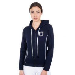 Damska bluza z zamkiem z przodu z technicznej dzianiny interlock. Białe bluzy sportowe damskie EQUESTRO, m, z bawełny. Za 349.90 zł.