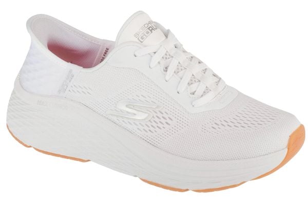 Buty sportowe damskie, Slip-Ins: Max Cushioning Elite 2.0 - Vanish. Białe buty sportowe na co dzień damskie Skechers, bez wzorów, z materiału, trekkingowe. Za 499.99 zł.