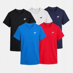KOMPLET KOSZULEK MĘSKICH 4F ZESTAW 5PAK T-SHIRT TTSHM3341. T-shirty męskie 4f, m, bez wzorów, z bawełny, bez kołnierzyka. Za 116.00 zł.
