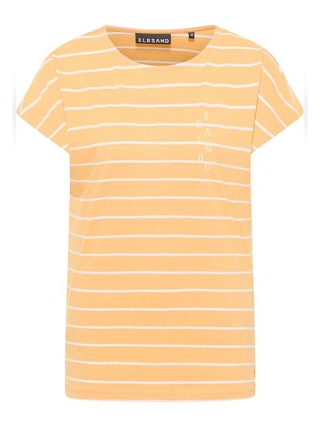 ELBSAND Koszulka "Selma" w kolorze pomarańczowo-białym rozmiar: XL. Pomarańczowe bluzki damskie ELBSAND, xl, bez wzorów, bez kołnierzyka, bez ramiączek. Za 82.99 zł.