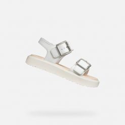 Sandały GEOX J SANDAL KODETTE H Biały. Białe sandały damskie Geox, bez wzorów, z syntetyku, bez obcasa. Za 259.99 zł.