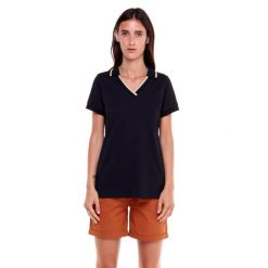 Koszulka polo na co dzień na siłownię. Czarne bluzki sportowe damskie LEONE 1947 APPAREL, bez wzorów, z bawełny, bez ramiączek. Za 124.20 zł.