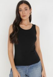 Czarny Top Bawełniany Artiope. Czarne topy damskie Born2be, l, bez wzorów, z bawełny, bez kołnierzyka. Za 19.99 zł.