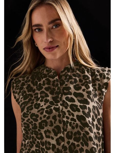 Street One Bluzka w kolorze beżowo-czarnym rozmiar: 44. Brązowe bluzki damskie Street One, bez wzorów, street, bez kołnierzyka, bez ramiączek. Za 118.01 zł.