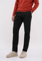 Spodnie chino, Regular Fit, R-BORNI. Czarne spodnie materiałowe męskie Volcano, bez wzorów, z bawełny, klasyczne, z standardowym stanem, plus size. Za 169.99 zł.