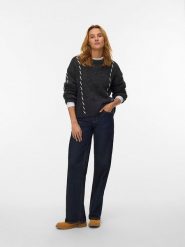 Vero Moda Sweter w kolorze antracytowym rozmiar: L. Czarne swetry klasyczne damskie Vero Moda, l, z wełny, bez kołnierzyka. Za 139.87 zł.