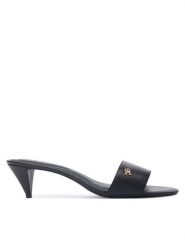 Tommy Hilfiger Klapki Th Mid Mule FW0FW09508 Czarny. Czarne klapki damskie Tommy Hilfiger, bez wzorów, ze skóry, bez obcasa. Za 489.99 zł.