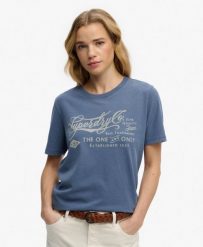 Superdry Industry Workwear Relaxed T‑Shirt – 100% bawełna organiczna. Niebieskie t-shirty damskie Superdry., uniwersalny, bez wzorów, z bawełny, bez kołnierzyka. Za 193.25 zł.