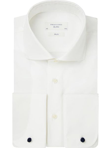 PROFUOMO Koszula - Slim fit - w kolorze białym rozmiar: 43. Białe koszule męskie PROFUOMO, bez wzorów, z bawełny, bez kołnierzyka, bez ramiączek. Za 243.64 zł.