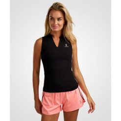 Damska koszulka do tenisa/padela/golfa Elegance czarna. Czarne bluzki sportowe damskie NORDICDOTS, bez wzorów, z elastanu, bez ramiączek. Za 235.00 zł.