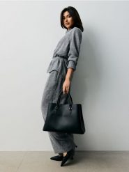 Spodnie wide leg z wiskozą - szary. Szare spodnie materiałowe damskie Sinsay, bez wzorów, z wiskozy. Za 59.99 zł.