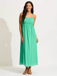 Seafolly Sukienka w kolorze zielonym rozmiar: XL. Zielone sukienki damskie Seafolly, xl, bez wzorów, z bawełny, bez kołnierzyka, bez ramiączek, maxi. Za 175.26 zł.