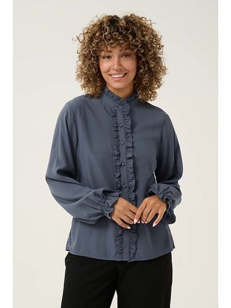 Cream Bluzka w kolorze niebieskoszarym rozmiar: 38. Niebieskie bluzki damskie Cream, z aplikacjami, z wiskozy, bez kołnierzyka, bez ramiączek. Za 118.01 zł.