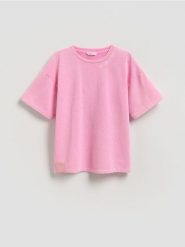 T-shirt z efektem sprania - fioletowy. Fioletowe koszulki dziewczęce Reserved, bez wzorów, z bawełny, bez ramiączek. Za 39.99 zł.