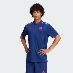 Koszulka France Rugby Home Supporter Polo. Niebieskie koszulki polo męskie Adidas, s, z materiału, bez ramiączek, do piłki nożnej. Za 299.00 zł.