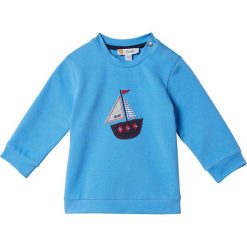 Bluza w kolorze niebieskim. Niebieskie bluzy chłopięce Steiff, z aplikacjami, bez ramiączek, bez kaptura. W wyprzedaży za 49.95 zł.