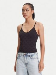 Guess Top V5YP05 Z3OA0 Czarny Slim Fit. Czarne topy damskie Guess, l, z aplikacjami, z syntetyku, bez kołnierzyka. Za 129.99 zł.