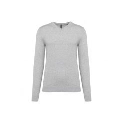 Ekologiczny sweter z dekoltem w szpic Kariban. Szare swetry męskie KARIBAN, m, bez wzorów, bez kołnierzyka. Za 191.00 zł.