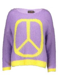 Miss goodlife Sweter w kolorze żółto-fioletowym rozmiar: XL. Różowe swetry klasyczne damskie miss goodlife, xl, z wełny, bez kołnierzyka. Za 158.10 zł.