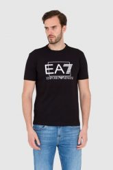 EA7 Czarny męski t-shirt z dużym białym logo, Rozmiar M. Czarne t-shirty męskie EA7 Emporio Armani, m, bez wzorów, bez kołnierzyka. W wyprzedaży za 167.99 zł.